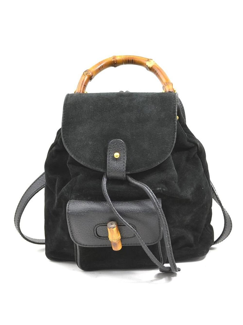 Auth Gucci Bamboo Backpack Black #345748G25B